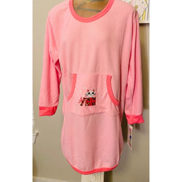 Yikes! Pink Fleece Holiday Kitten Nightgown - Picture 3 of 9